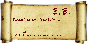 Breslauer Barlám névjegykártya
